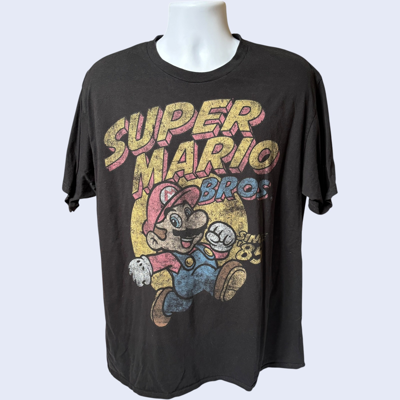 Port & Company Xl Y2k Super Mario Bros Tee Black Nintendo